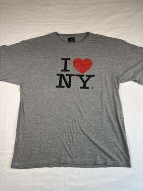 Classic Edition I Love NY Grey Distressed Logo T-Shirt Size XL